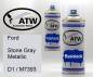 Preview: Ford, Stone Gray Metallic, D1 / M7393: 400ml Sprühdose + 400ml Klarlack - Set, von ATW Autoteile West.